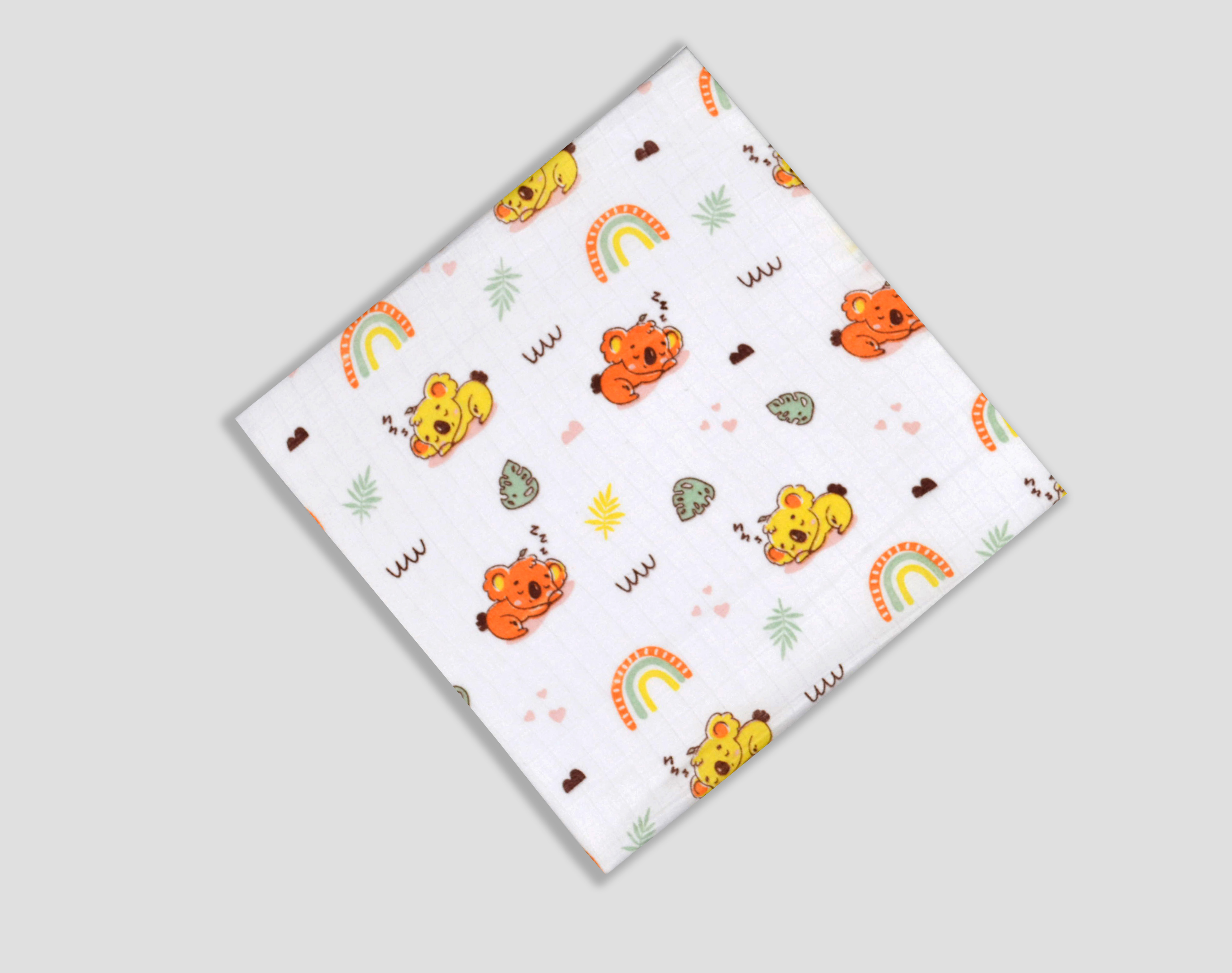 Printed Muslin Fabric - 100% Cotton, 40 Inches Wide, Multicolor Printed Design | Ideal For Baby Garments, Lightweight And Washable