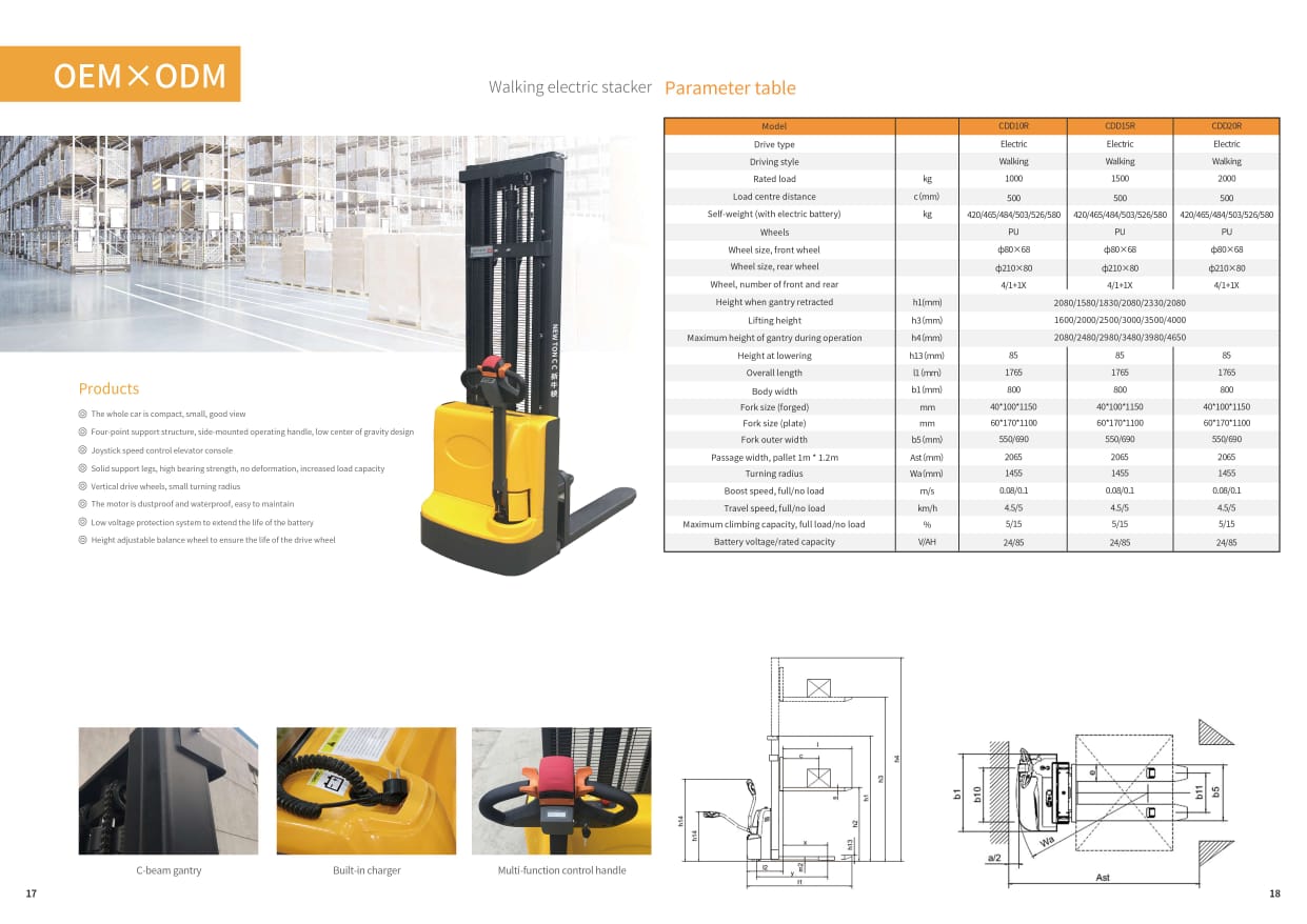 Fully Electric Stacker - Color: Yallow