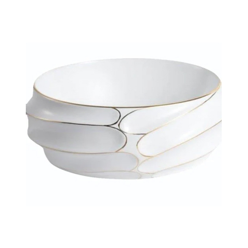 Ceramic Table Top Wash Basin - Round Shape, Polished Gloss Finish , Rust-Proof Ceramic Material in Elegant White Color