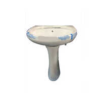 Ceramic Pedestal Wash Basin - Durable Ceramic, 3 Feet Height, Classic White, Polished Gloss Finish | Elegant Oval Design, Floor-mounted Installation