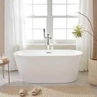 White Acrylic Bathtub - Acrylic Material, Floor-mounted Installation, Classic White Color | Durable, Gloss Surface Treatment, Easy To Clean