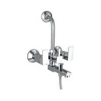 Brass Wall Mixer - Rectangular Shape, Various Sizes Available, Glossy Silver Finish | Durable 3 In 1 Design For Sink, Shower, And Bathtub