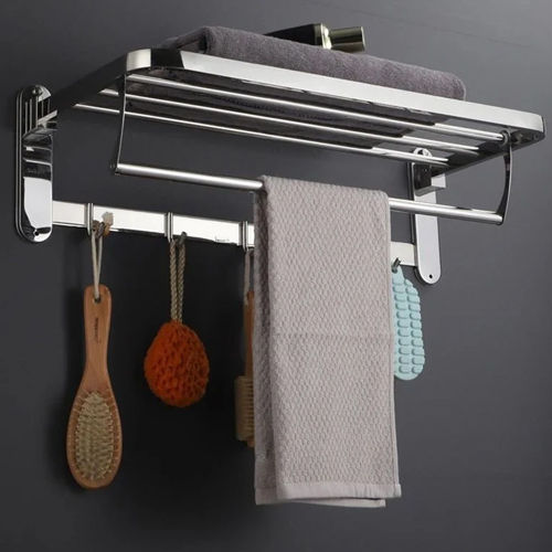 Ss Folding Towel Rack - Color: Silver