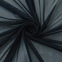 Black Net Fabric - Net Material, 44 Inches Width, Rich Black Color | Washable, Plain Texture, Versatile For Garments And Crafts