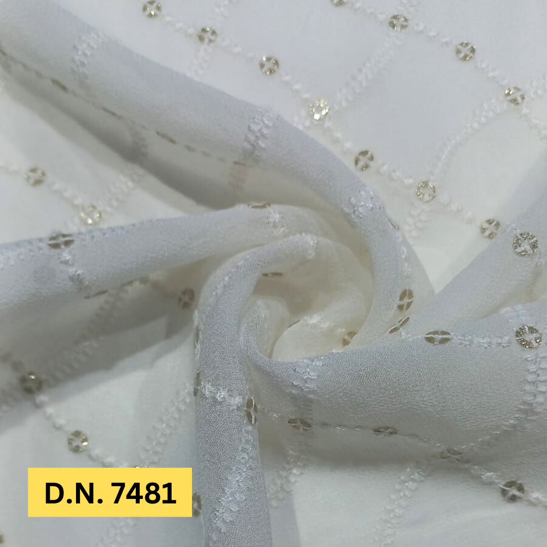 Shop Allover Schiffli Embroidery Fabric D.N. 7481 for Dresses & Sarees