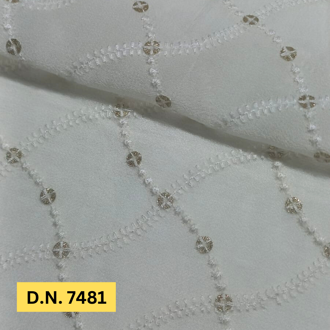 Shop Allover Schiffli Embroidery Fabric D.N. 7481 for Dresses & Sarees