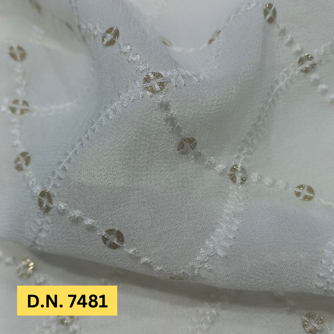 Shop Allover Schiffli Embroidery Fabric D.N. 7481 for Dresses & Sarees