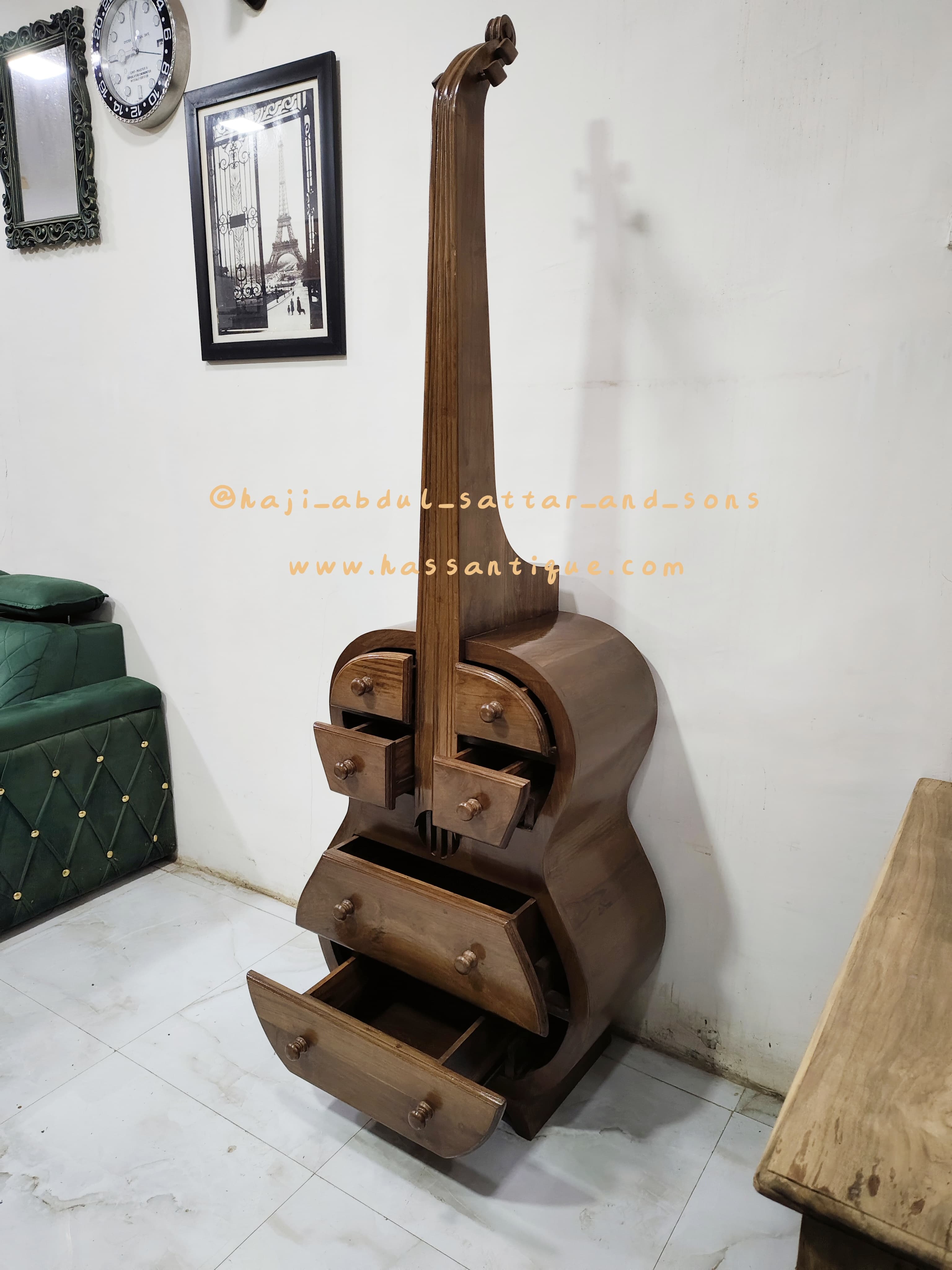 Wooden Guitar Shape Cabinet