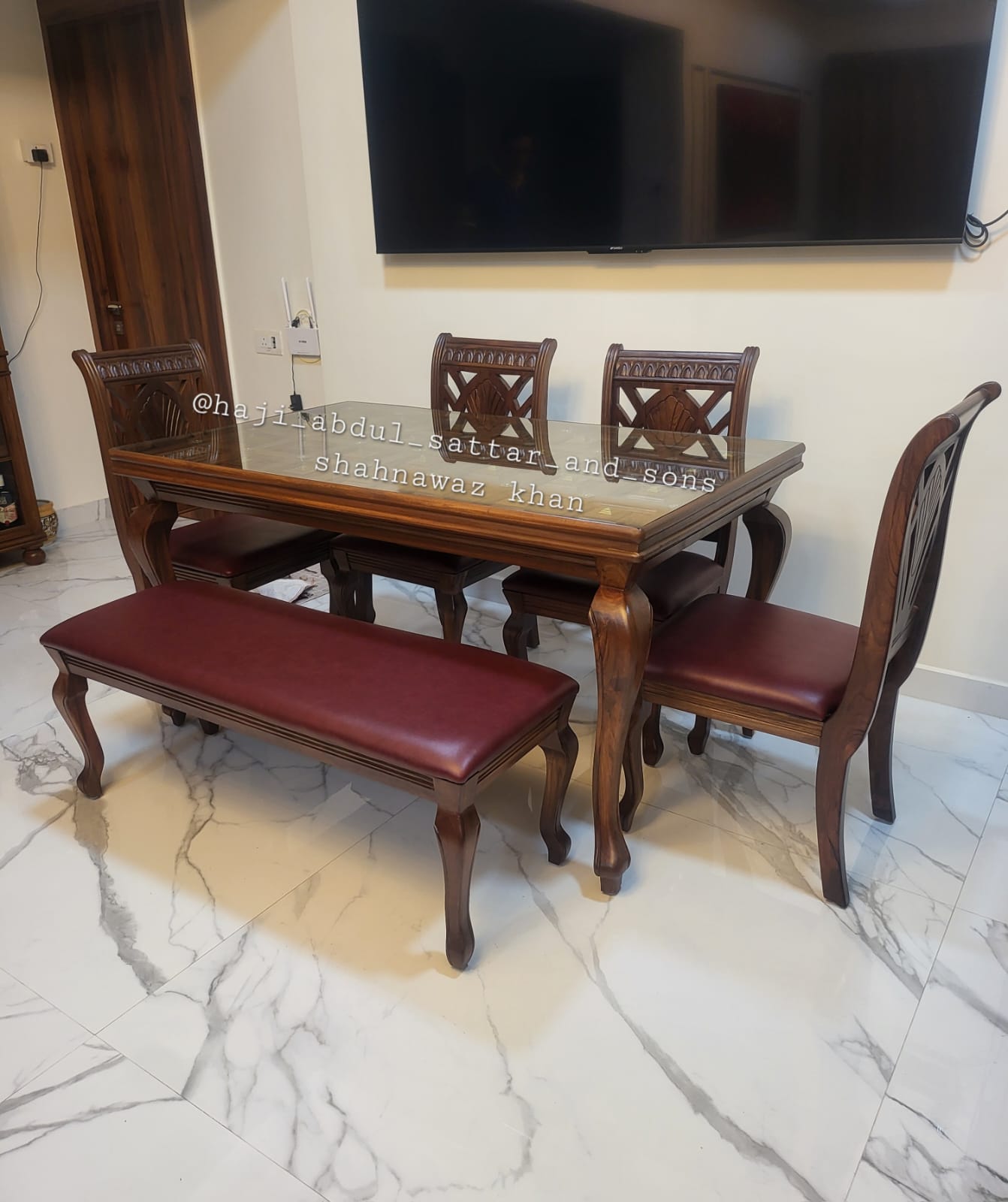 6 Chair Teak Wood Dining Table