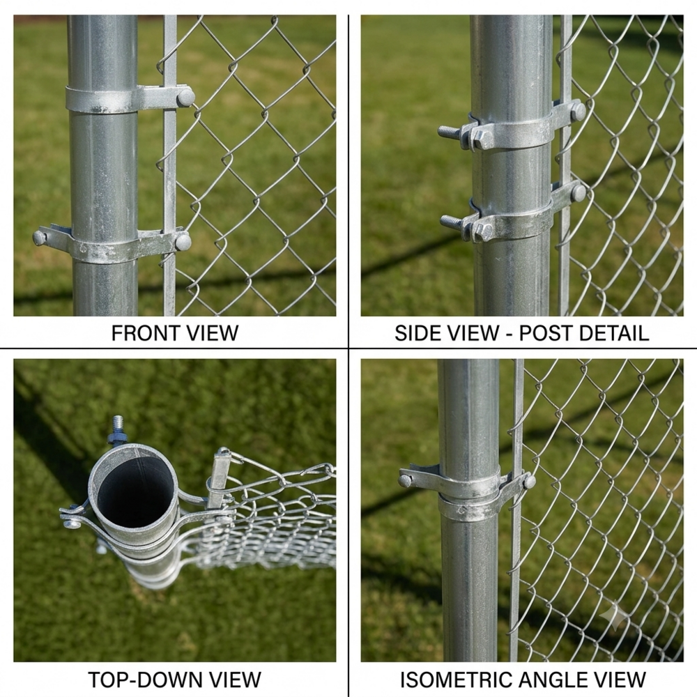 Metal Chain Link Fence - Hot-Dipped Galvanized Mild Steel 8 Ft Height 50 x 50 mm Mesh Size Powder-Coated Silver Frame Durable and Secure Barrier