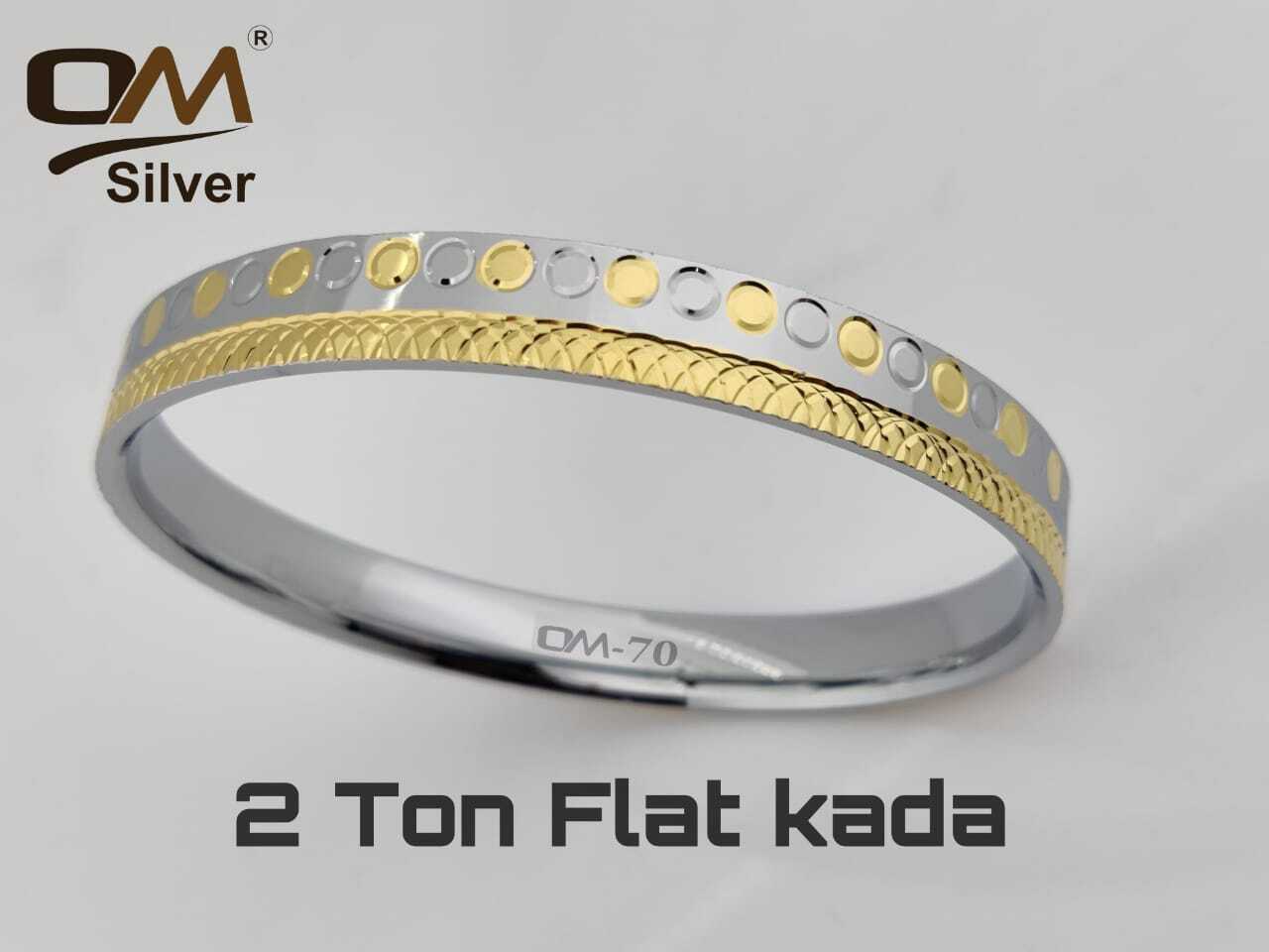 Silver 2 Ton Kada - Sterling Silver, 2.2 To 3.0 Size | Intricate Designs, Sleek Finish, Comfortable Fit For Men's Everyday Style And Gifting