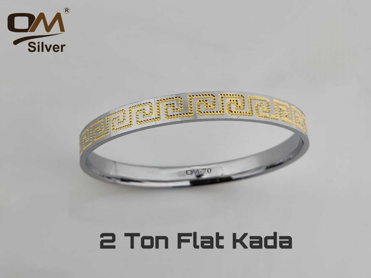 Silver 2 Ton Kada - Sterling Silver, 2.2 To 3.0 Size | Intricate Designs, Sleek Finish, Comfortable Fit For Men's Everyday Style And Gifting