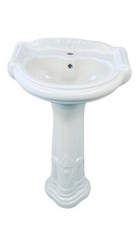 Square Wash Basin With Pedestal - Ceramic, 460x600x890mm , Stain Proof Surface, Eye-catching Design, Crack And Scratch Resistant