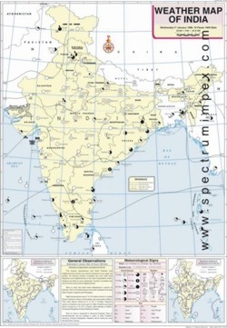 जनवरी मौसम मानचित्र आयाम: 70 X 100 सेमी सेंटीमीटर (सेमी)