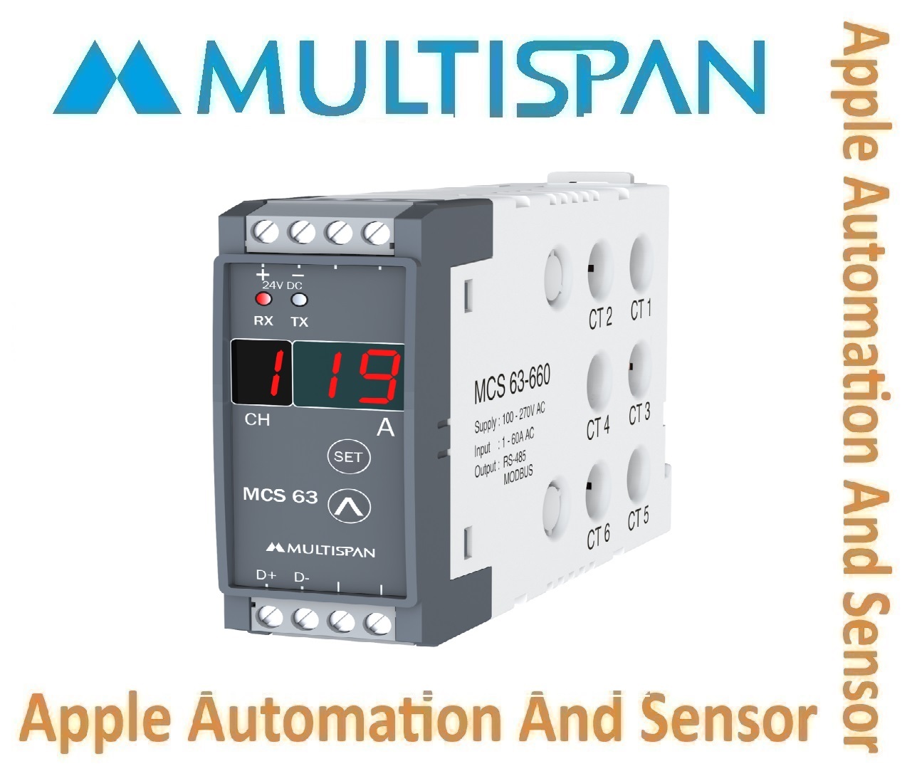Mcs-360 Multispan Multi Channel Current Transducer - Double Display, Universal Input Pid Controller, Dual Relay, 4+4 Digit Readout