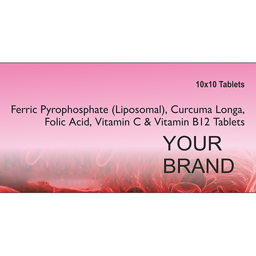 Ferric Pyrophosphate (Liposomal) Tablets - 10x10 Strip, Enriched with Curcuma Longa, Folic Acid, Vitamin C & B12 for Enhanced Nutrient Absorption