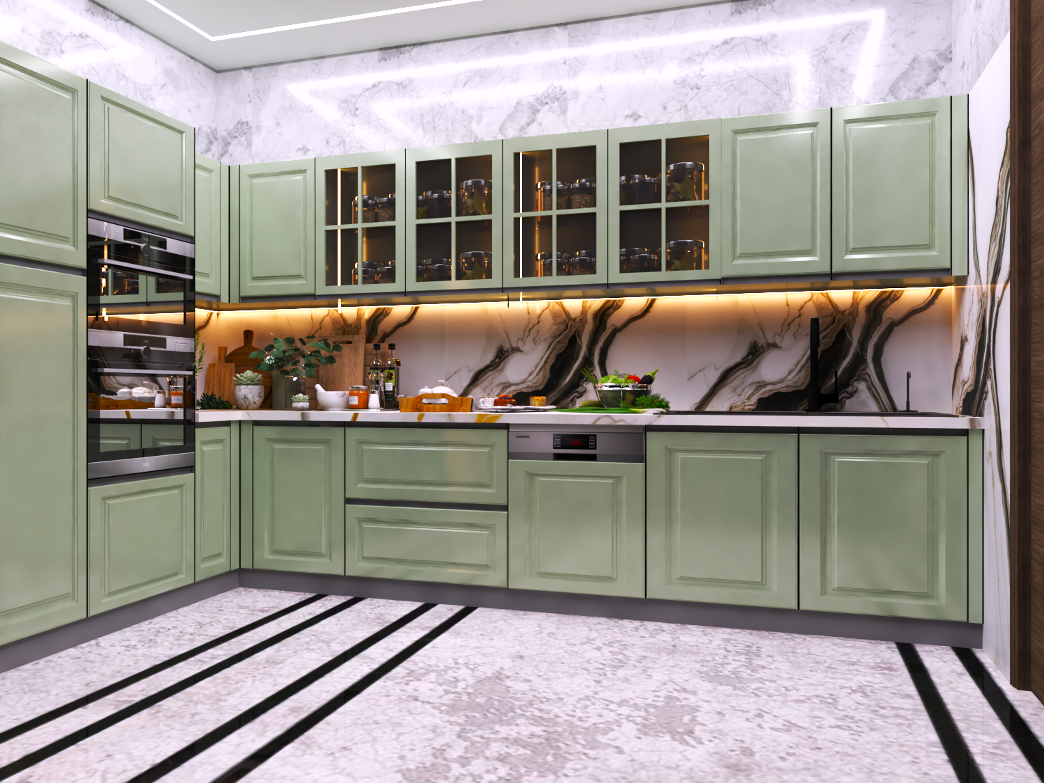 U Shaped Modular Kitchen - Brand Name: Jindal Steel