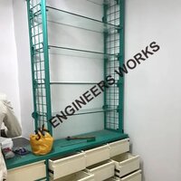 Portable Medical Store Display Rack - Mild Steel, 8 Foot Height, 250 Kg/hr Capacity | Durable Heavy-duty Single-sided Shelves, Powder Coated