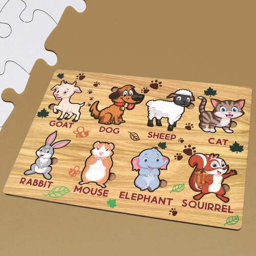 Wooden Animal Puzzle Learning Educational Board