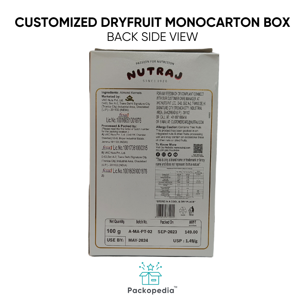 Customized Dryfruit Monocarton Box - Almonds
