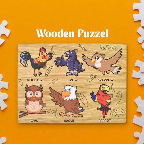 Wooden Bird Puzzle Learning Educational Boards