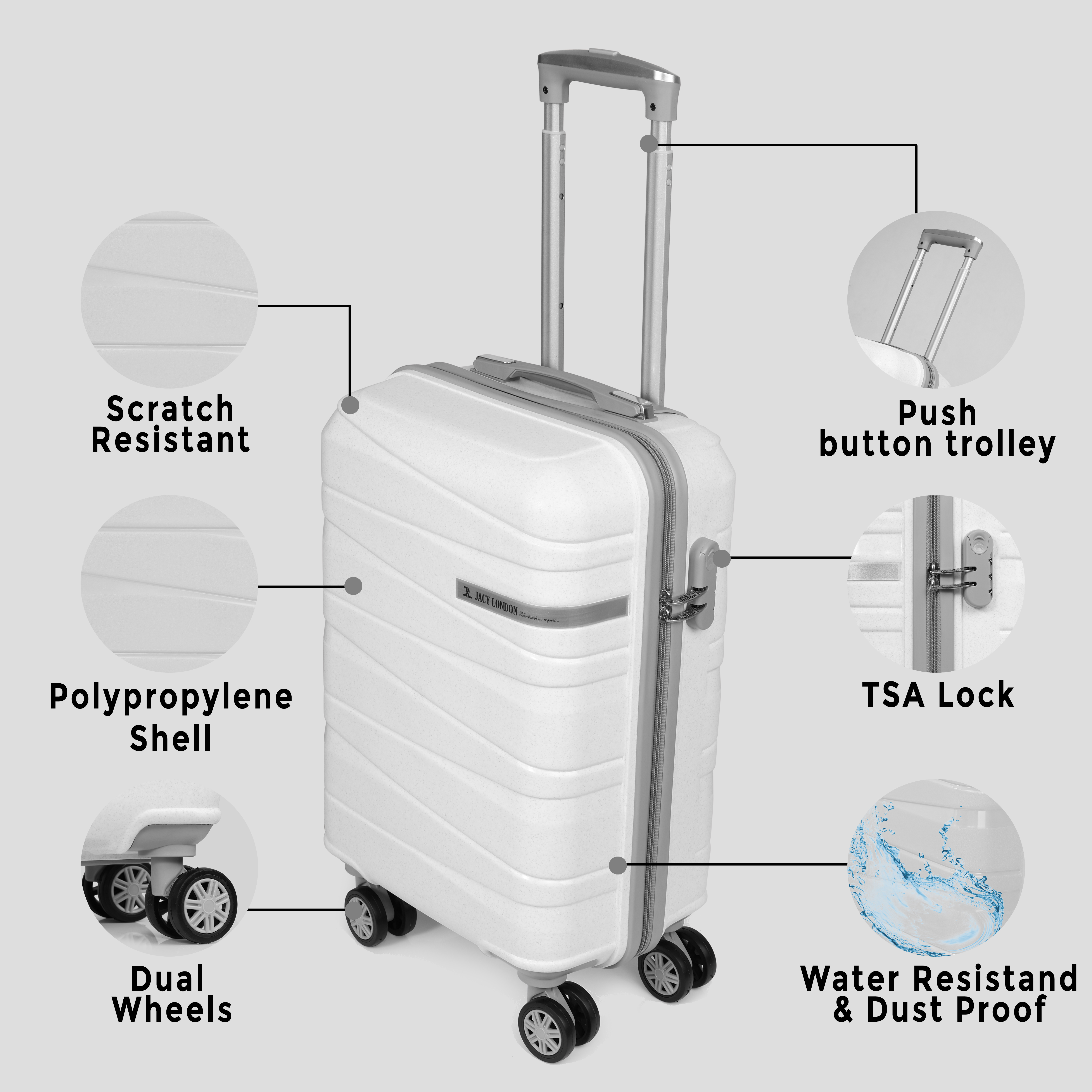 NKT 20inch White Trolley Bag