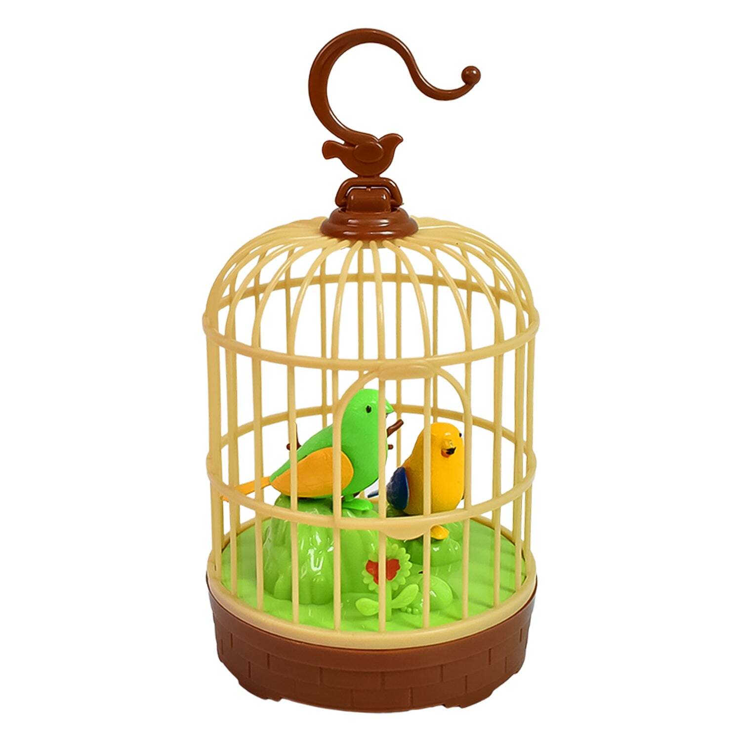 Sound Activated Chirping Bird In Hanging Cage, Beautiful Pinjra Bird Toye