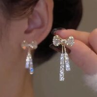 CherryBox Bow Earrings for Women Crystal