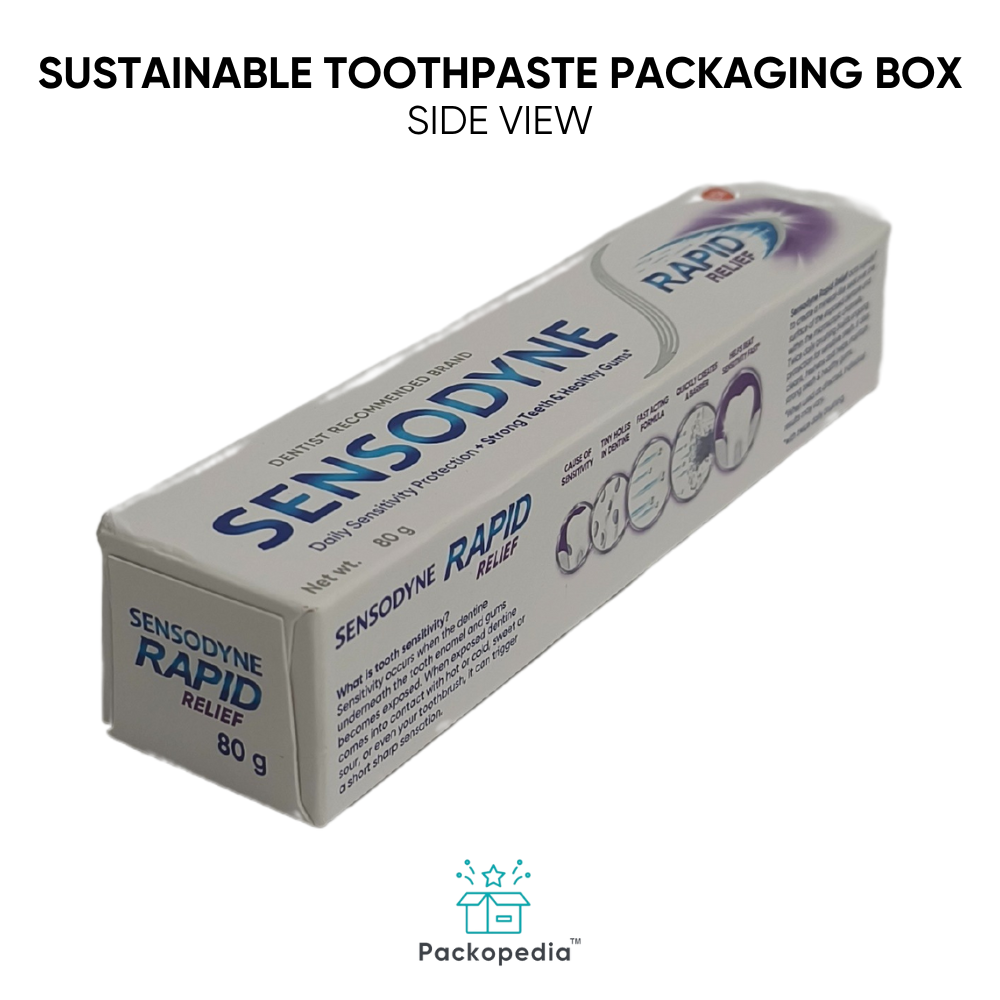 Sustainable Toothpaste Monocarton Packaging Box - Rectangle Shape, Multi-color Print With Laminated Finish | Customizable Size And Style, Embossed Printing For Food And Personal Care Use