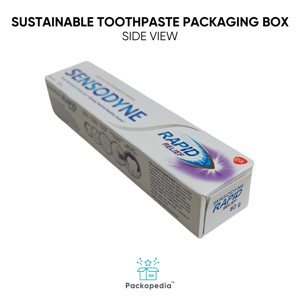 Sustainable Toothpaste Monocarton Packaging Box - Rectangle Shape, Multi-color Print With Laminated Finish | Customizable Size And Style, Embossed Printing For Food And Personal Care Use