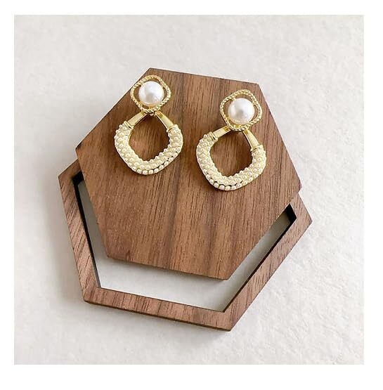 Cherrybox White Pearl Classic Crystal Stud - Metal, White And Gold | Stylish Korean Drop Earrings For Girls, Elegant Pearl Ear Cuff Design