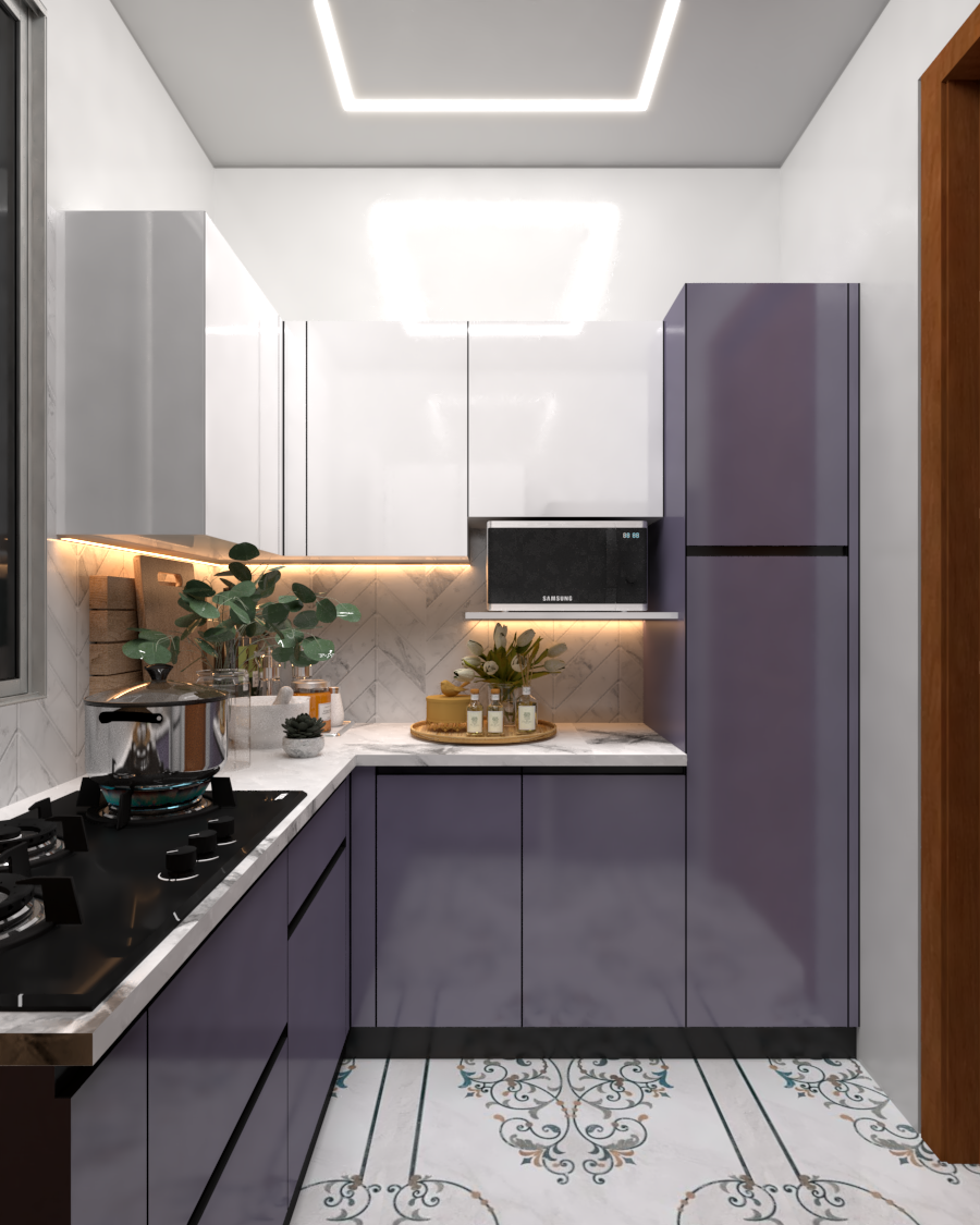 Stainless Steel Grey Modular Kitchen