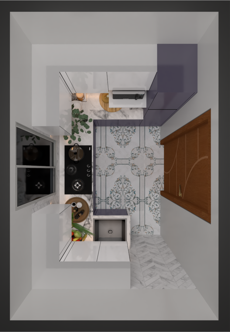 Stainless Steel Grey Modular Kitchen - Color: Grey/white