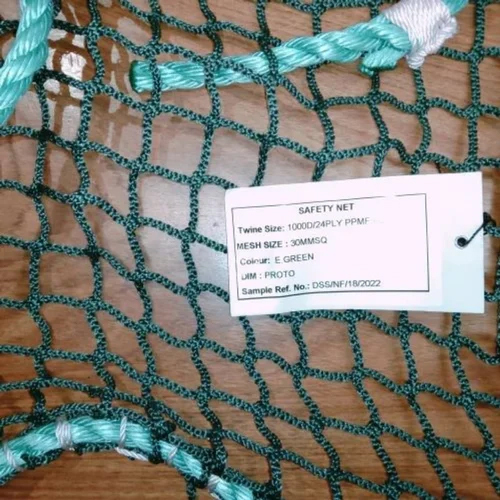 Garware Knotless Safety Net - Durable Plastic , Different Sizes, Green with Square Holes for Industrial Use and Fall Prevention