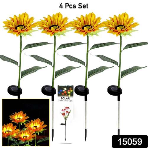 Garden Solar Sunflower Outdoor Led Light Inserted Ground Simulation Plants