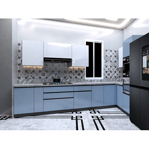 L Shaped Stainless Steel Kitchen