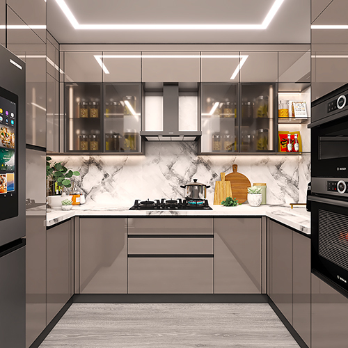 G Shaped Modular Kitchen - Brand Name: Jindal Steel