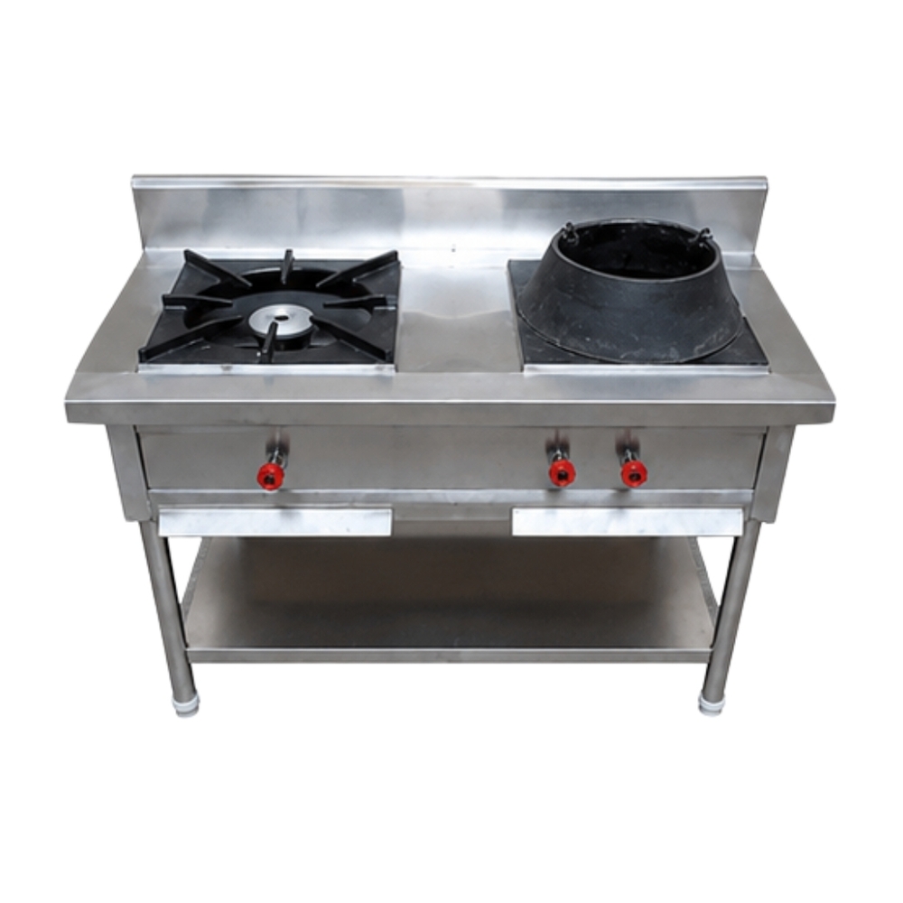 Chinese Burner Range - Stainless Steel, Standard Size, Silver Color | Semi-Automatic, Electric Power, Square Shape for Restaurant Use