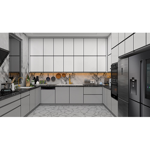 Galvanized Steel Modular Kitchen - Color: Grey/White