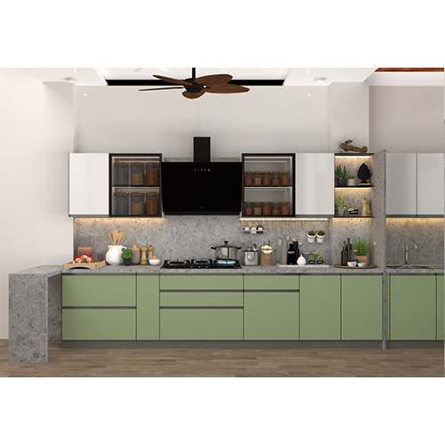 Steel U Shaped Kitchen - Color: Green