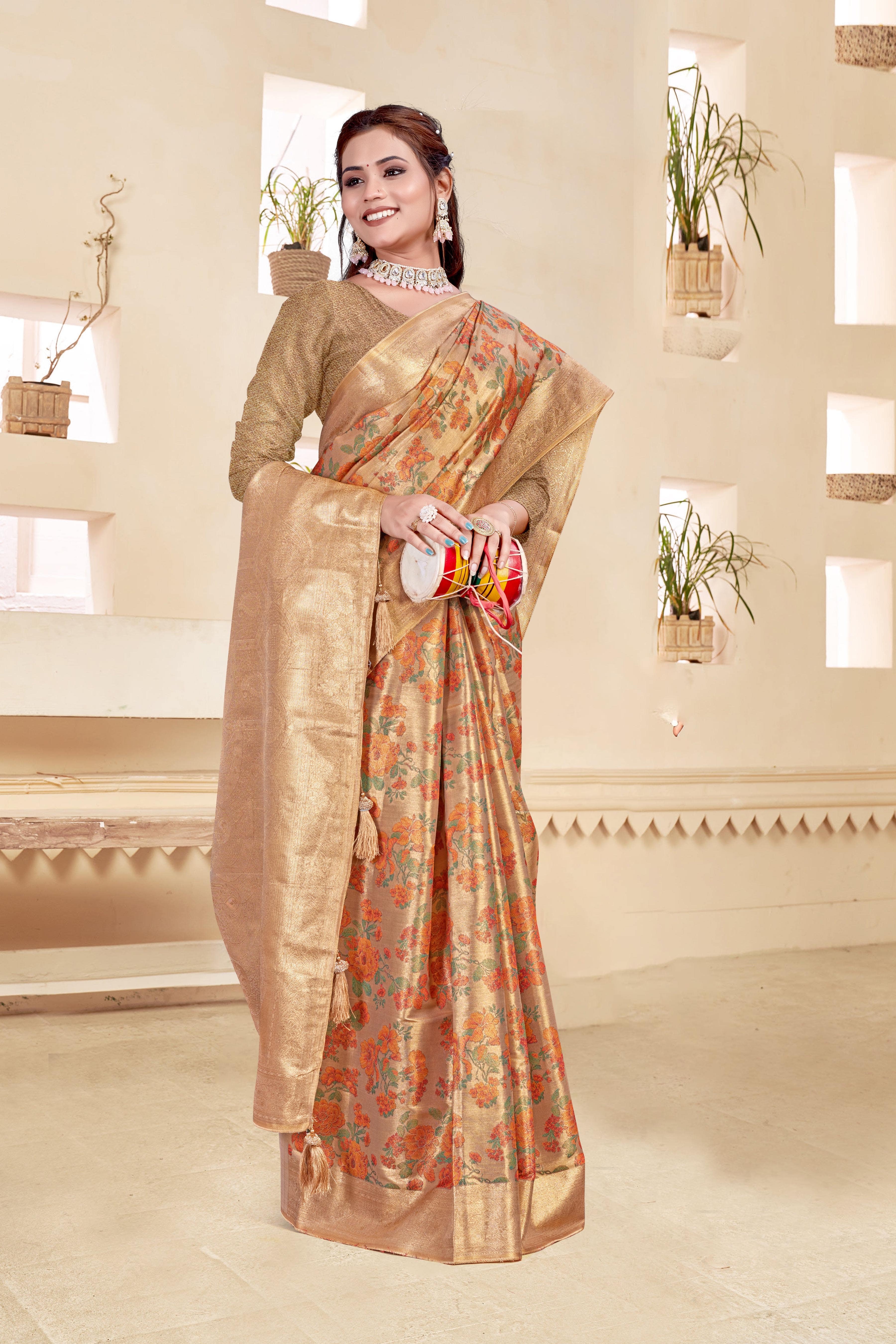 Parvati Multicolor Rapier Silk Saree -25918 - Pattern: Printed