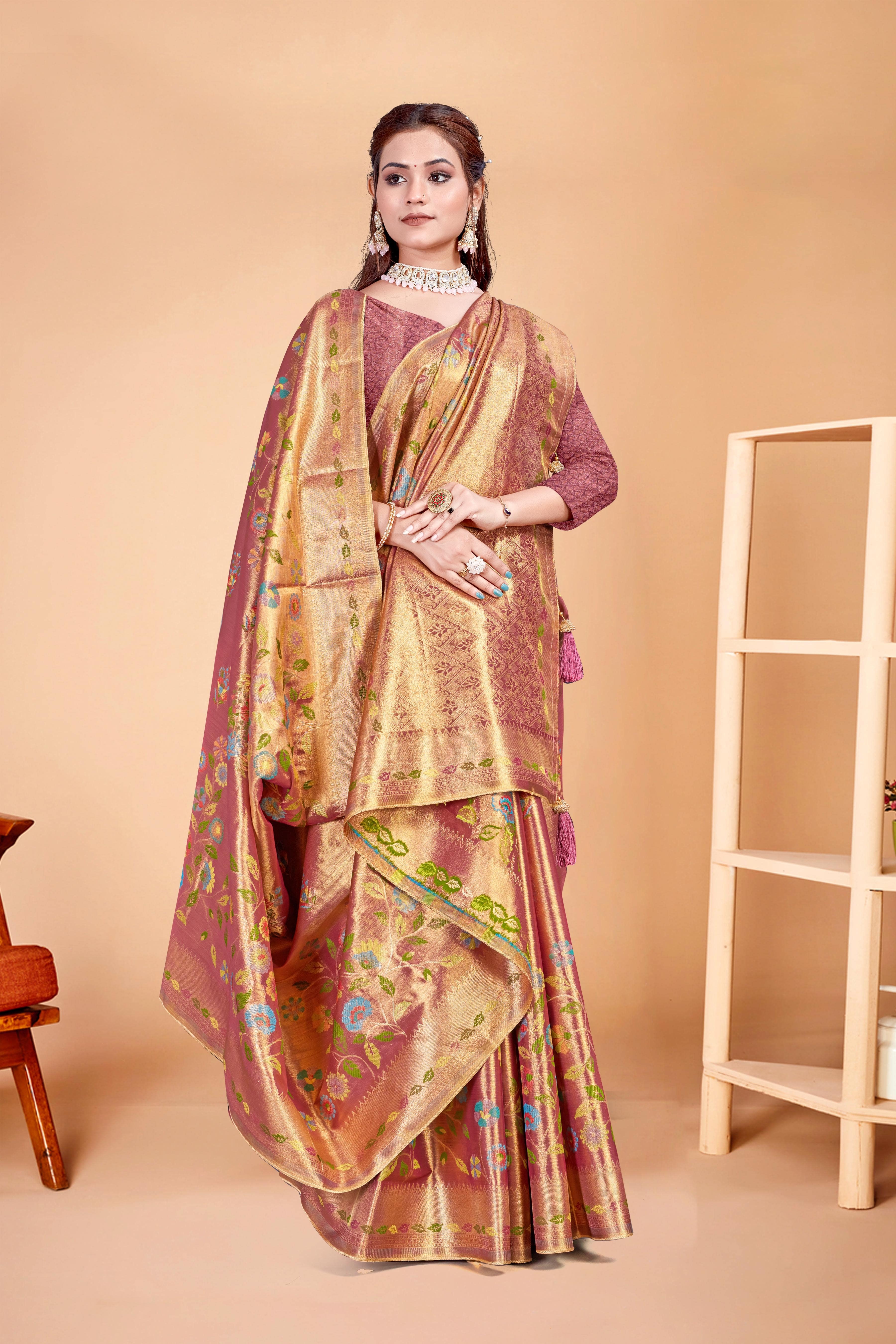 Parvati Multicolor Rapier Silk Saree -25918 - Pattern: Printed