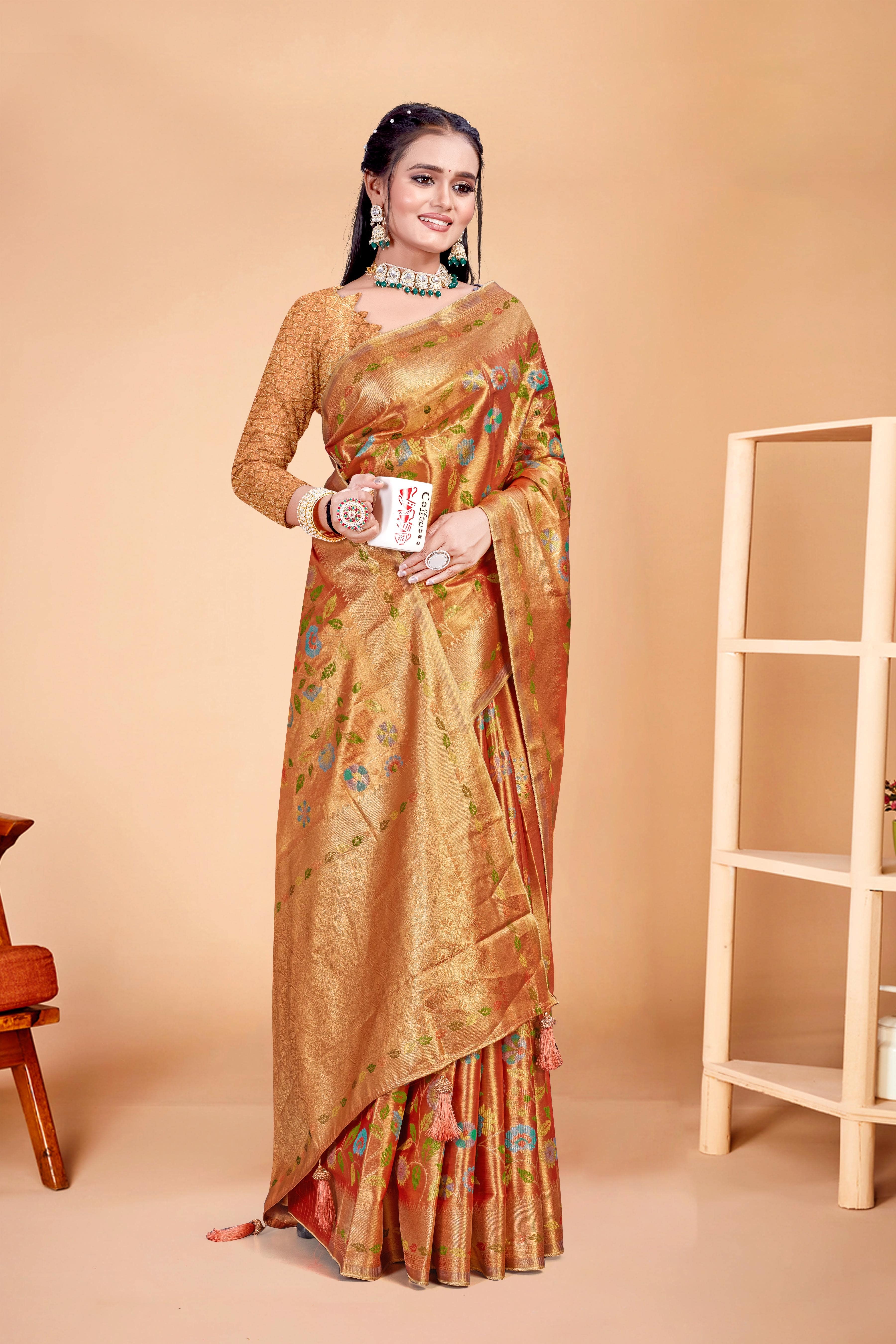 Parvati Multicolor Rapier Silk Saree -25918 - Pattern: Printed