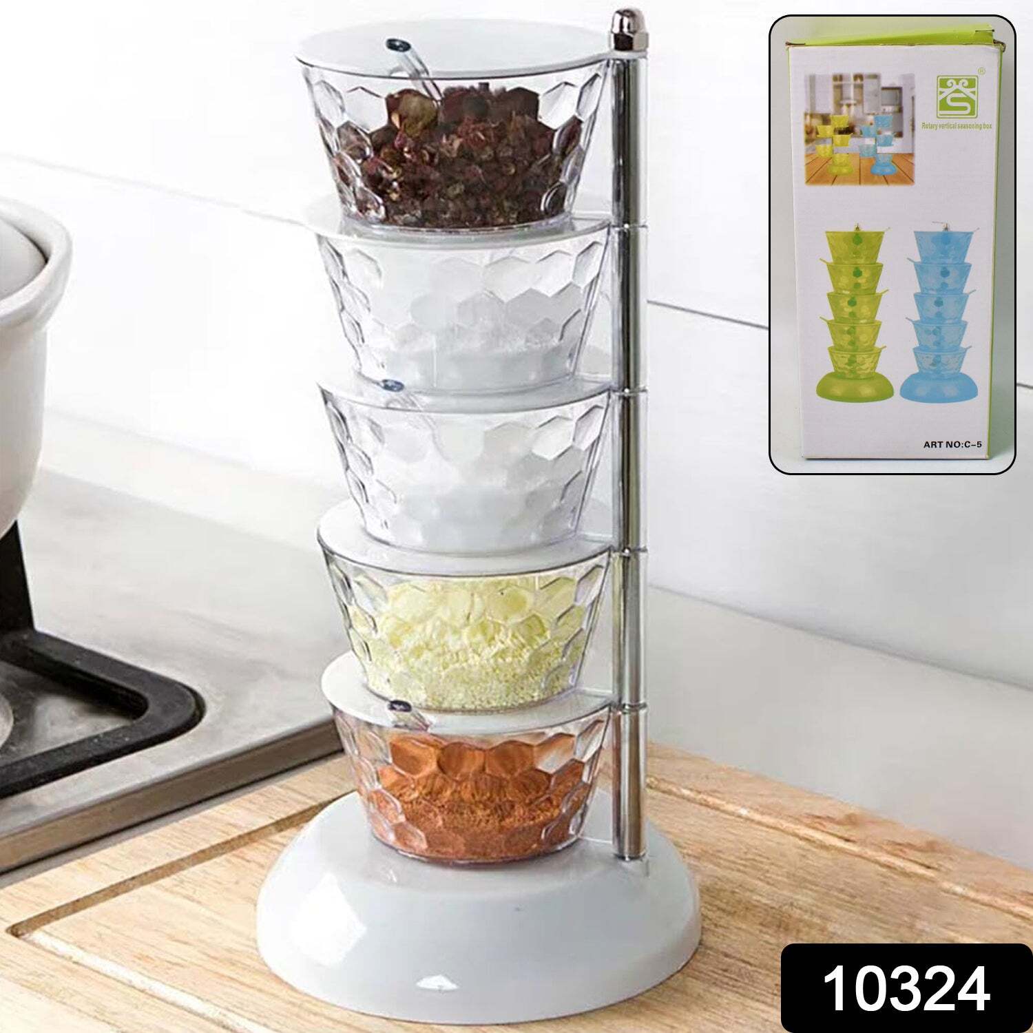5 Section 360a Rotating Vertical Seasoning Box Plastic Pickle Towers
