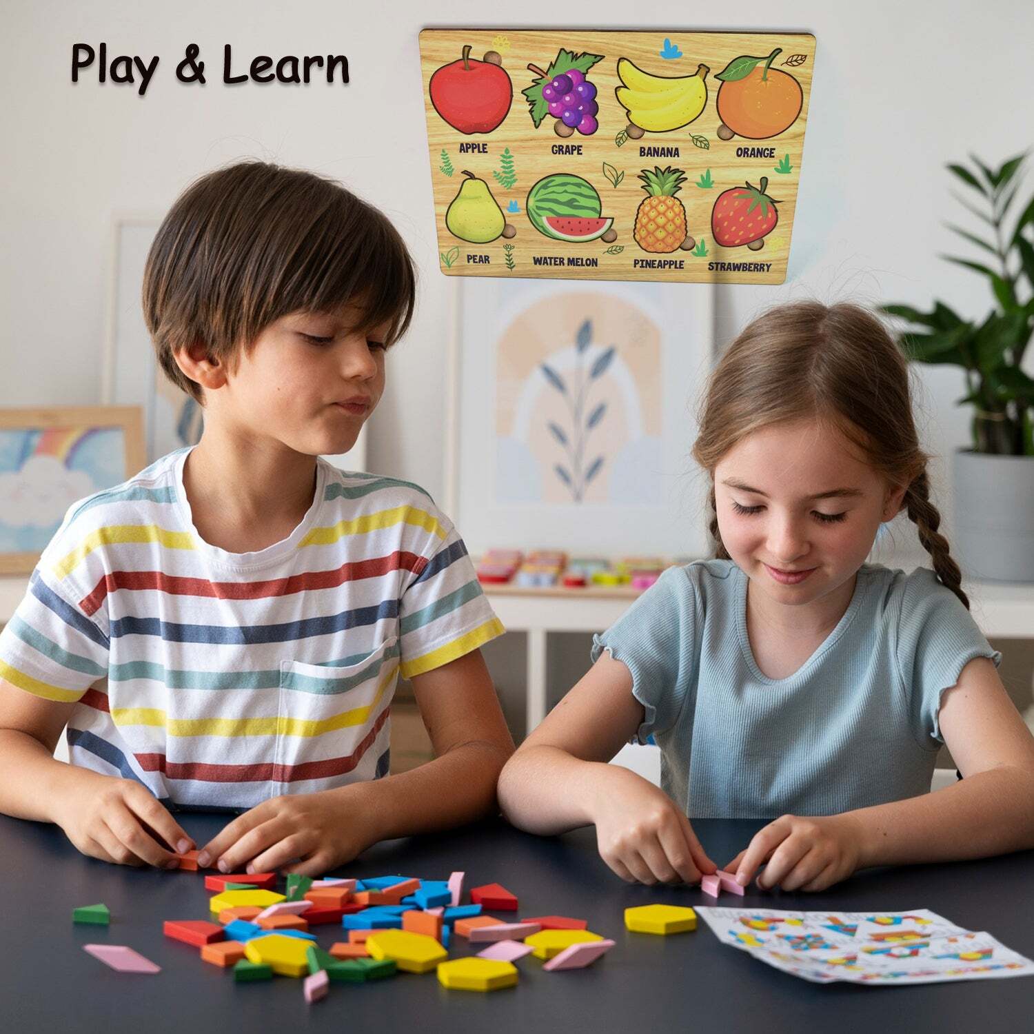 Wooden Fruits Puzzle Learning Educational Boards