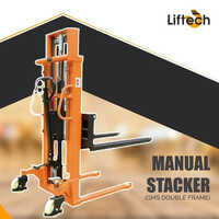 Double Frame Manual Stacker - High-quality Orange, 1000 Kg Capacity, Max Height 2500 Mm | Durable For Industrial Use, 1-year Warranty