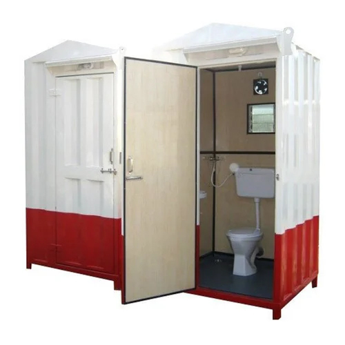 Portable Toilet Cabin - PVC Material, 4x4x8.6 Feet Size, White Color - Modular Design, One Window, Steel Roof