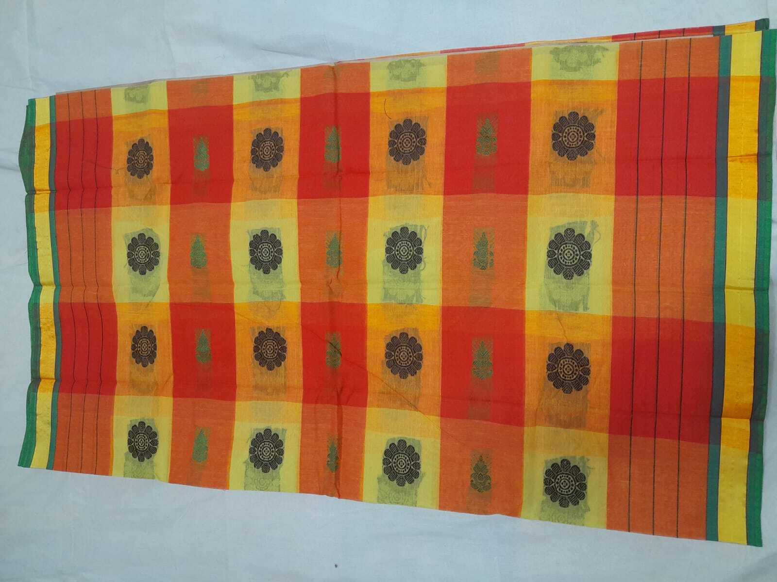 Multicolor Pure Cotton Tanth Koyel Saree