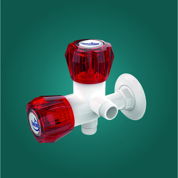 Plastic Two Way Angle Cock - Color: White