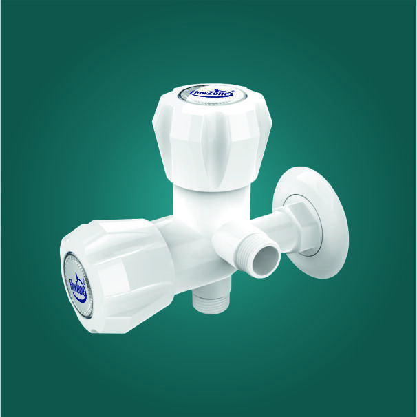 Plastic Two Way Angle Cock - Color: White